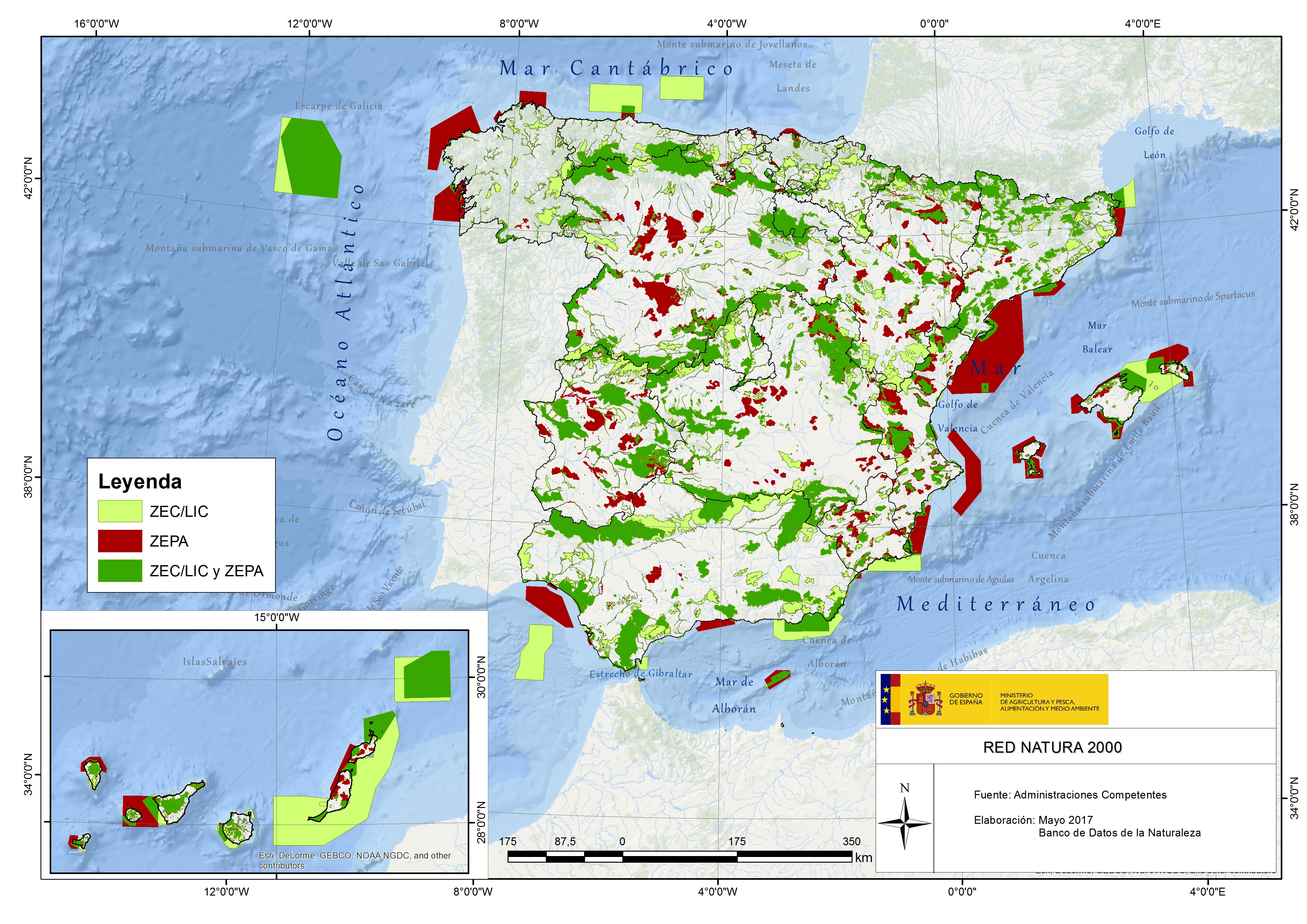 Mapa Red Natura 2000 España 2017